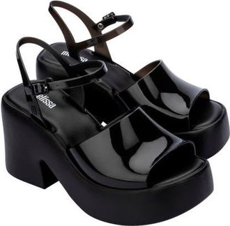 Melissa Lina Ankle Strap Platform Sandal in Black at Nordstrom, Size 10
