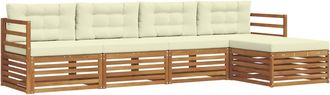 vidaXL Conjunto De Sof&aacute;s De Exterior 5 Uds. Natural Y Crema Vidaxl