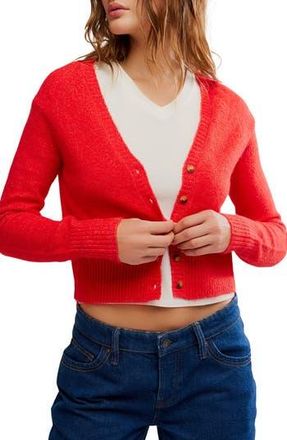 Free People School Girl Crop Cardigan in Cherry Pop Melange at Nordstrom Rack, Size X-Small