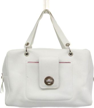 Bulgari Vintage Leather White Leather Handbag (Pre-Owned)