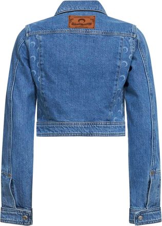 Marine Serre Womens Trucker Jacket Light Blue Organic Denim Cotton Bomber