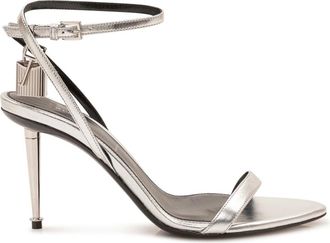Tom Ford Schoenen, Dames, Grijs, 38 1/2 EU, Leer, Geglazuurd Lamsvel Nappa Plateau Puntige Blote Sandalen