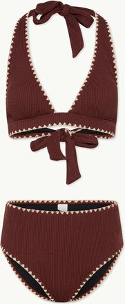Nobody's Child Brown Whipstitch High Waisted Bikini Bottoms