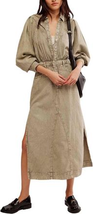 Free People Mad Love Denim Midi Dress In Sage