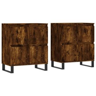 Berkfield Home Sideboards 2 pcs Smoked Oak Engineered Wood in Brown