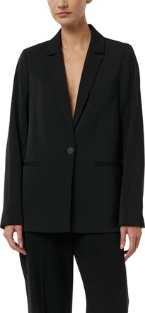 Comma Jackenblazer COMMA, Damen, Gr. 38, schwarz, Web, Obermaterial: 97% Polyester, 3% Elasthan, unifarben, oversize Po-bedeckend, tiefer V-Ausschnitt, Blaz