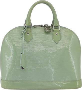 Louis Vuitton Alma Handbag Monogram Vernis Green Patent_Leather Handbag (Pre-Owned)