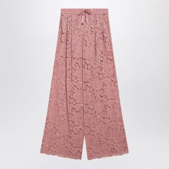 Dolce & Gabbana Pantaloni flare in pizzo cordonetto rosa polvere scuro