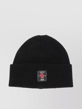 Msgm ribbed beanie rose patch