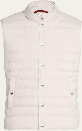 Brunello Cucinelli Mens Quilted Snap-Front Quilted Vest