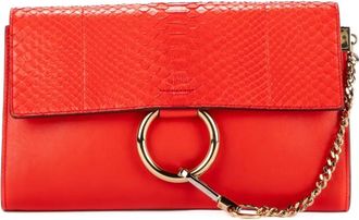 Chlo&eacute; Clutch Faye con effetto serpente - Rosso
