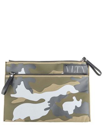 Valentino Multicolor Canvas Vltn Camouflage Pouch Bag - 10S, Never Carried (Authentic Pre-Loved)