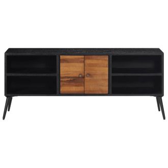 Berkfield Home TV Cabinet 112x31x45 cm Solid Reclaimed Teak in Black | Size: 112 x 31 x 45 cm