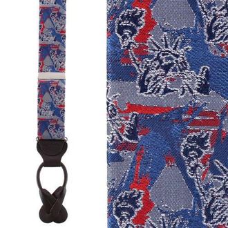 Trafalgar Store Freedoms Torch Patriotic Silk Novelty Button End Suspenders in Multiple at Nordstrom