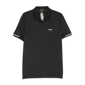 HUGO BOSS Tops, Heren, Zwart, S, Polyester, Palle Mesh Polo