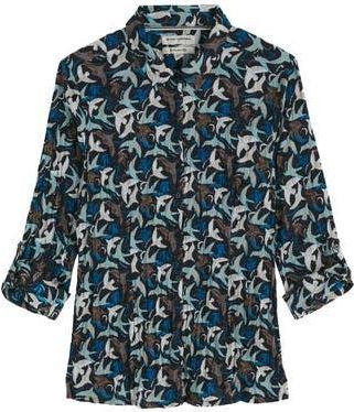 Seasalt Cornwall Larissa Printed Organic Cotton Button-Up Shirt in Swooping Birds Onyx at Nordstrom Rack, Size 4 Us / 8 Uk