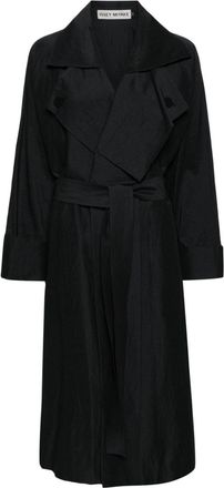 Issey Miyake Shaped Membrane trench coat - women - Paper/Nylon/Linen/Flax/Polyurethane - 2 - Black