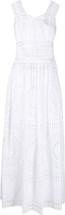 Alberta Ferretti broderie-anglaise pleated maxi dress - women - Cotton/Cotton/Polyester - 36 - White