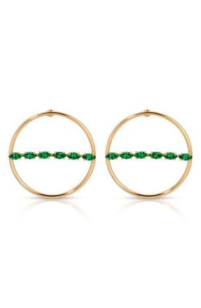 Ettika Dainty Marquise Frontal Hoop Earrings in Green at Nordstrom