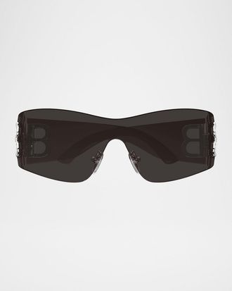 Balenciaga Bossy BB-Hinge Rimless Nylon Shield Sunglasses