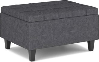 Simpli Home Harrison 34In Transitional Rectangle Small Coffee Table Storage Ottoman