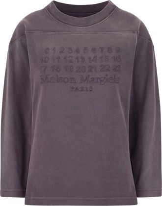 Maison Margiela Rondgebreide trui met ronde hals - Dames - Sweatshirts - Paars - L - Katoen - Hoodies & sweatvesten