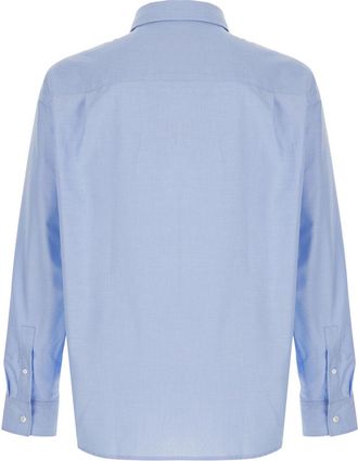 Maison Kitsun&eacute; Mens Shirt Profile Fox Light Blue Cotton