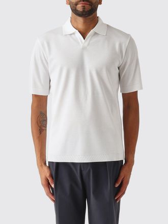 Herno Polo a maniche corte in cotone con colletto classico e scollo a V