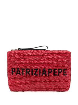 Patrizia Pepe logo-embroidered clutch bag - women - Polyester/Polypropylene - One Size