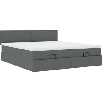 vidaXL Estructura Cama Otomana Colchones Tela Gris Oscuro 160x200 Cm Vidaxl