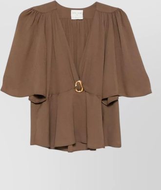 Forte_Forte crepe-texture v-neck cape-sleeve maxi dress
