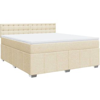 vidaXL Cama Box Spring Con Colch&oacute;n Tela Color Crema 180x200 Cm Vidaxl