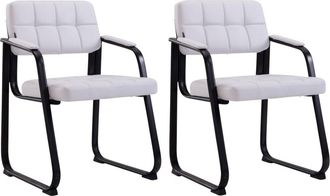 Clp Set de 2 sillas con patas de metal y asiento en Simil cuero Blanco