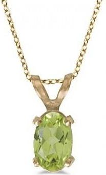 Allurez Oval Peridot Solitaire Pendant Necklace in 14K Yellow Gold (0.55ct)