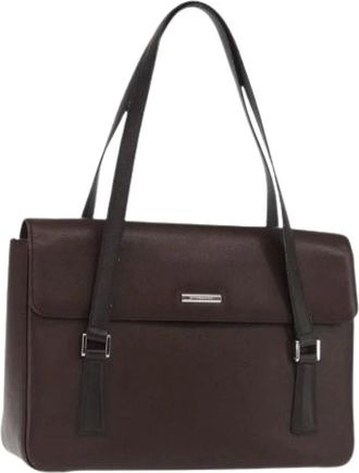 Burberry Pre-owned Handbags, female, Brown, Size: ONE SIZE Pre-owned Leather Handbag