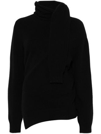 R&oacute;he twisted scarf sweater - women - Wool/Cashmere - 40 - Black