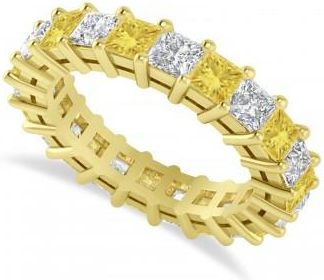 Allurez Princess Yellow & White Diamond Wedding Band 14k Yellow Gold (3.96ct)