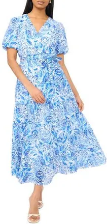 Halogen Puff Sleeve Maxi Dress in Opulant Blue at Nordstrom Rack, Size Medium