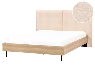 Beliani Cama matrimonial de tejido beige 160x200