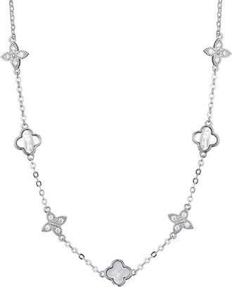 Adornia Adornia Cz Mixed Clover Station Necklace