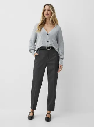 Inwear Womens Grey dress pant Fit: Slim leg, high rise
