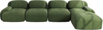 Urban Meuble Sof&aacute; modular de 4 plazas con chaise longue en pana verde