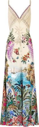 Camilla V-neck floral dress - women - Silk - M - Neutrals