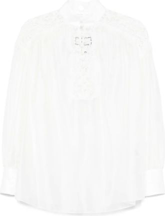 Nissa Blusa con dettagli in pizzo - Bianco
