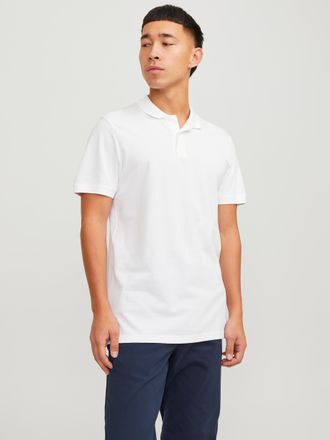Jack & Jones Poloshirt JACK & JONES BASIC POLO, Herren, Gr. 3XL, weiss (wei&szlig;), Piqu&eacute;, Obermaterial: 100% Baumwolle, schmal h&uuml;ftbedeckend, Rundhals, B&uuml;ndchen, Shirt