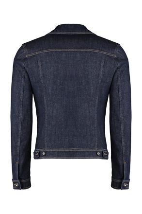 Dolce & Gabbana Embroidered Cotton-Blend Denim Jacket - Navy
