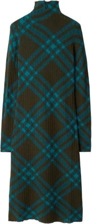 Burberry Jurk van wolmix met ruitpatroon - Dames - Kleedjes - Veelkleurig - S - Wol - Kleedjes