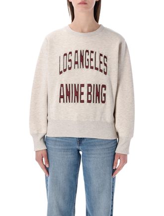 Anine Bing Harry Shrunken Embroidered Cotton Sweatshirt