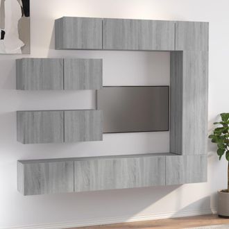 vidaXL Vidaxl - Set De Muebles Para Tv 7 Pzas Madera Contrachapada Gris Sonoma