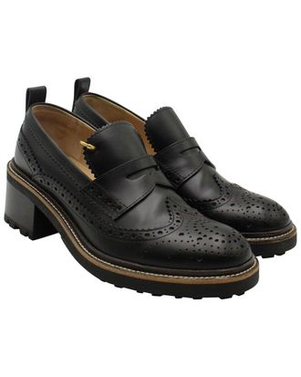 Chloé Womens Leather Franne Tread-Sole Penny Loafer (Authentic Pre-Loved)